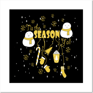 Tis the Season New Year Snowman tree Vibes coffee Love Cute Holiday Gift Posters and Art